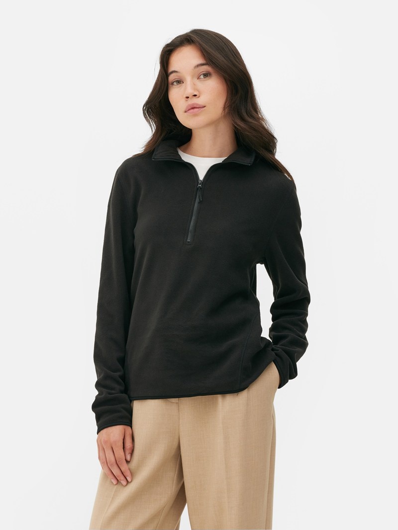 Winter Primark Half Zip Fleece Pullover Mujer Negras | 3408IHCNW