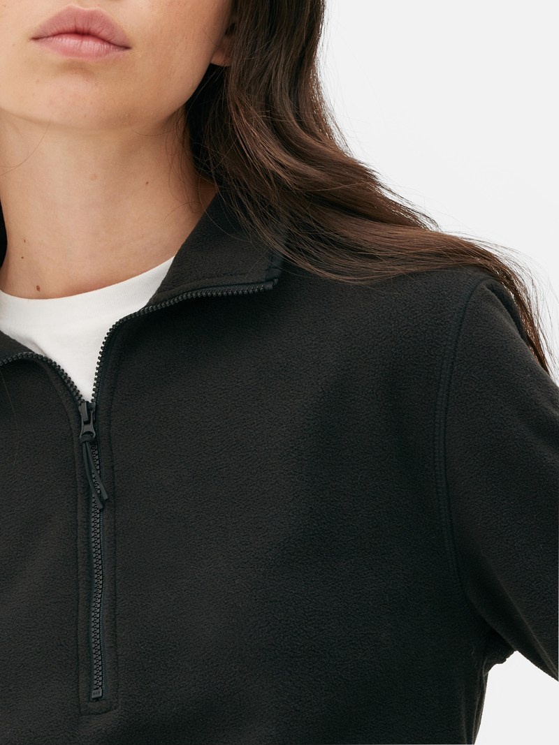 Winter Primark Half Zip Fleece Pullover Mujer Negras | 3408IHCNW