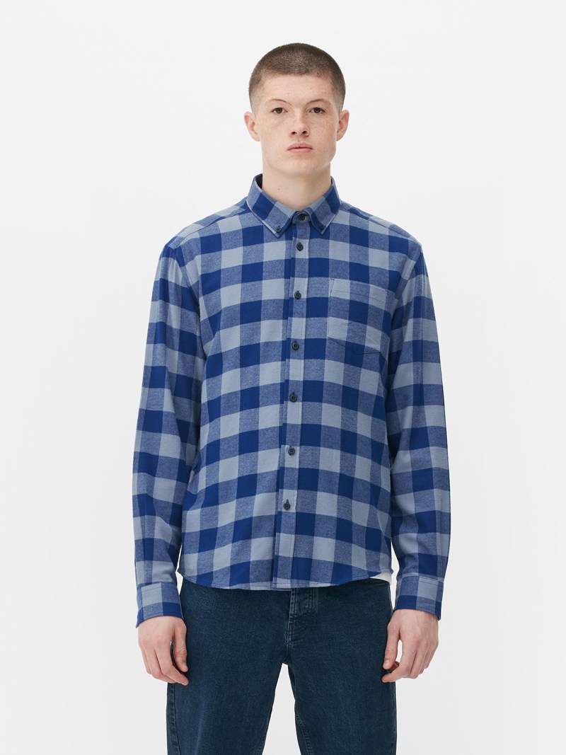 Winter Primark Long Sleeve Check Hombre Azules | 1895BDSNO