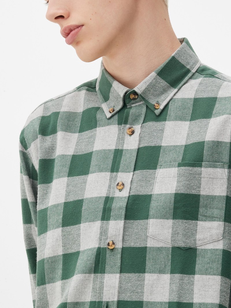 Winter Primark Long Sleeve Check Hombre Verde Oscuro | 3417UCQZA