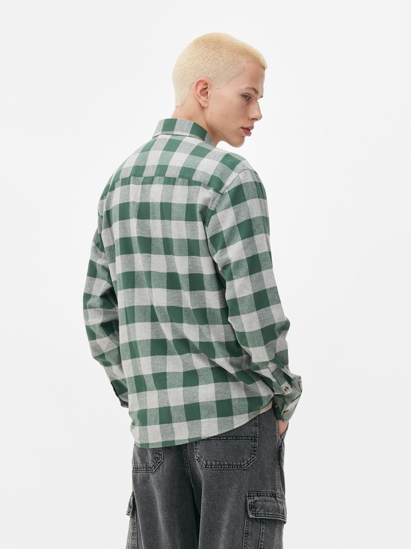 Winter Primark Long Sleeve Check Hombre Verde Oscuro | 3417UCQZA