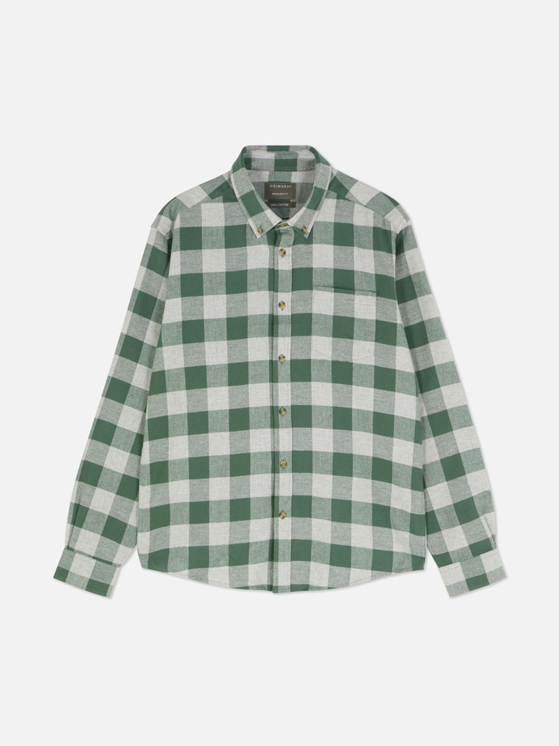 Winter Primark Long Sleeve Check Hombre Verde Oscuro | 3417UCQZA