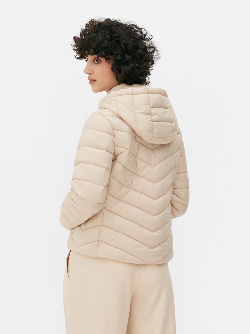 Winter Primark Super Light Encapuchado Acolchado Jacket Mujer Creme Oscuro | 5321KZLND