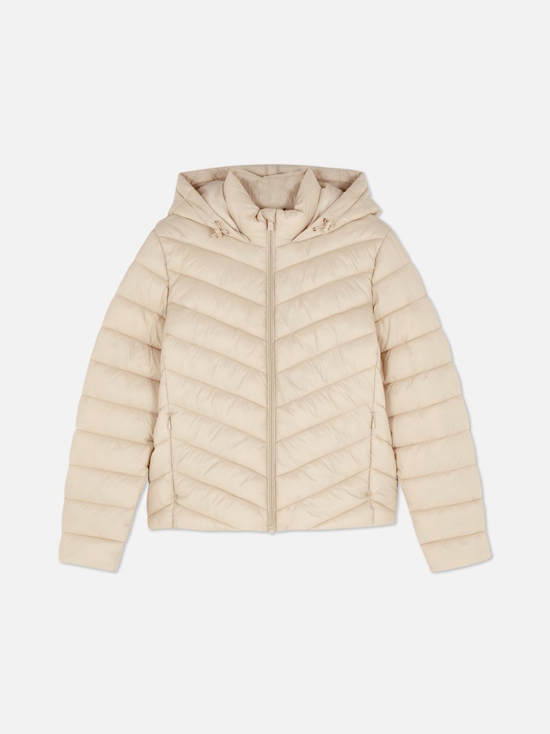 Winter Primark Super Light Encapuchado Acolchado Jacket Mujer Creme Oscuro | 5321KZLND