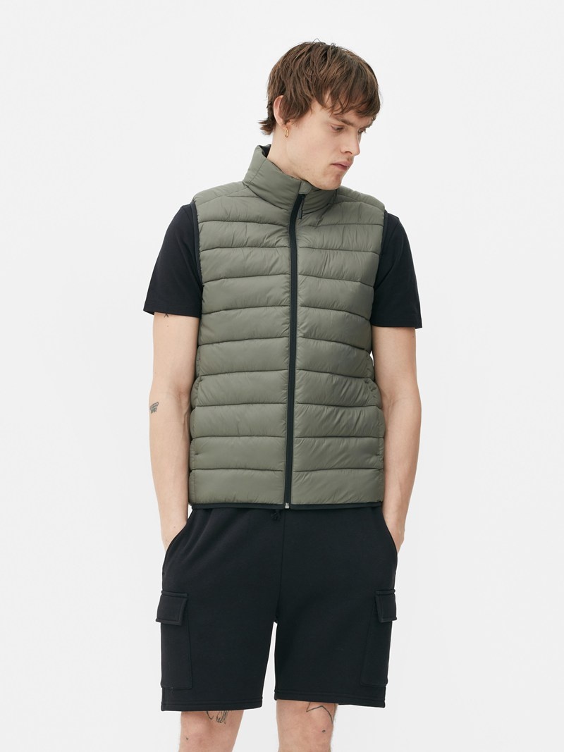 Winter Primark Zip Puffer Vest Hombre Verde Oliva | 8591NIQTG