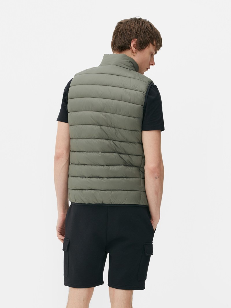 Winter Primark Zip Puffer Vest Hombre Verde Oliva | 8591NIQTG