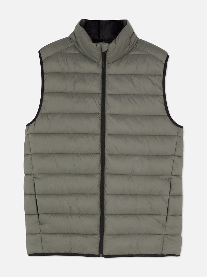 Winter Primark Zip Puffer Vest Hombre Verde Oliva | 8591NIQTG