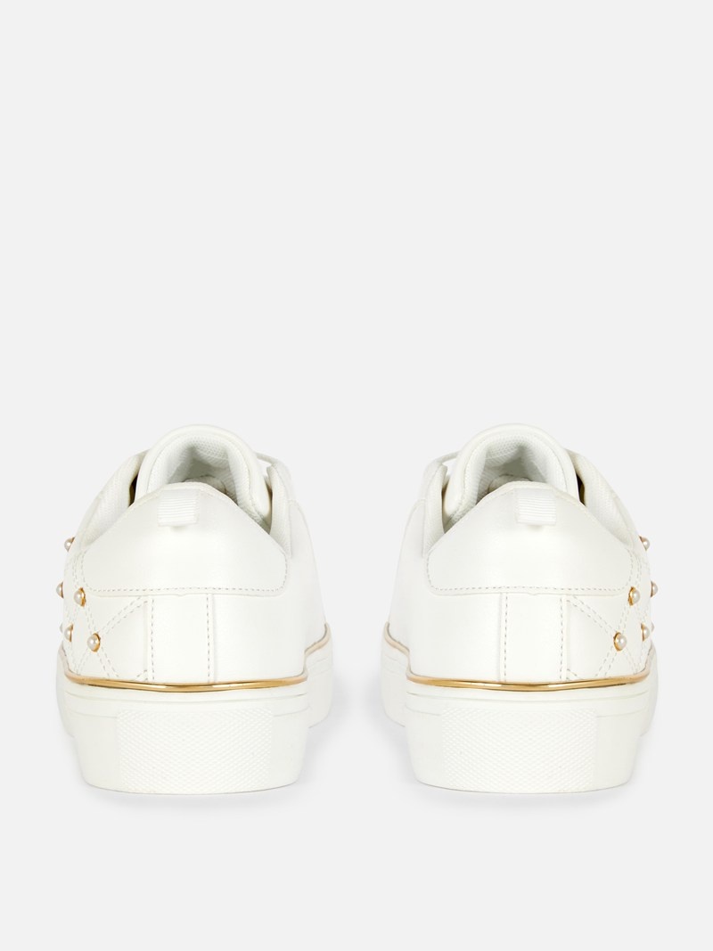 Zapatillas Primark Faux Pearl Studdeds Mujer Blancas | 7419TNWQF