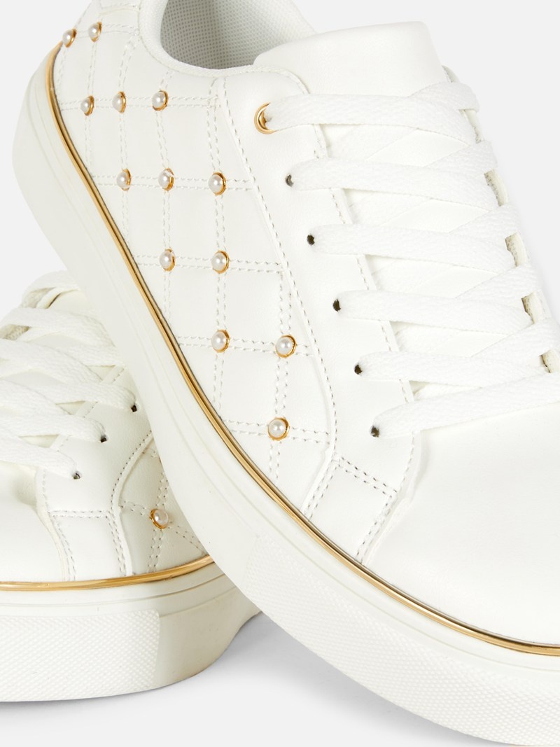 Zapatillas Primark Faux Pearl Studdeds Mujer Blancas | 7419TNWQF