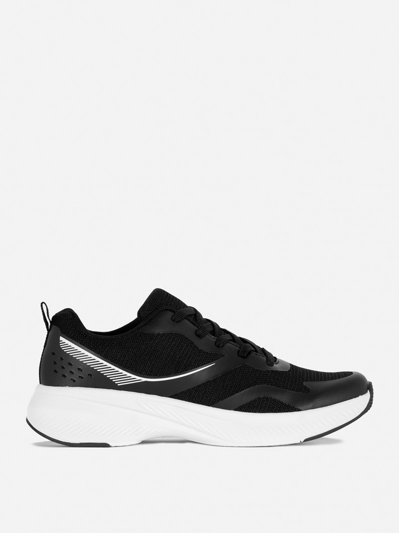 Zapatillas Primark LaceUp Sportss Mujer Negras Blancas | 7594VECHK