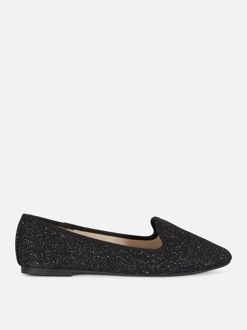 Zapatos Planos Primark Anchos Fit Glitter Pumps Mujer Negras | 7108UILPD