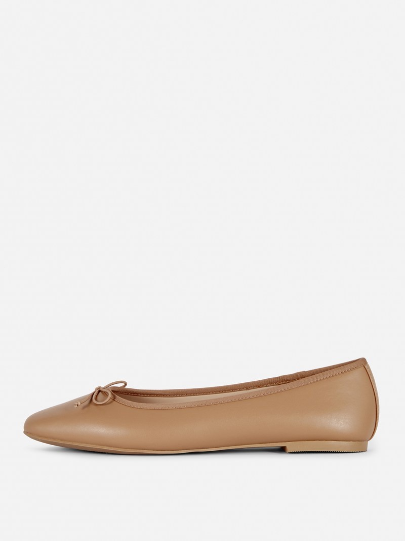 Zapatos Planos Primark Bow Ballerina Slip Ons Mujer Marrones | 0618BUQRS