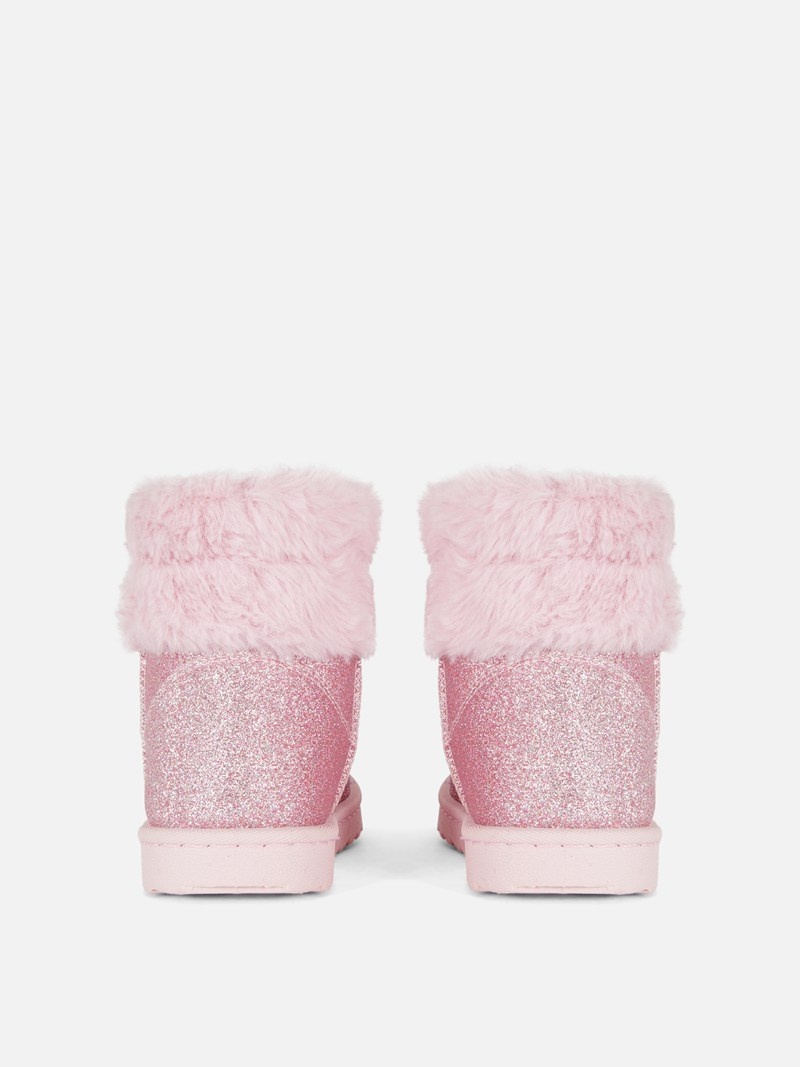 Zapatos Primark Faux Fur Trim Glitter Niños Rosas | 0468MCKZL